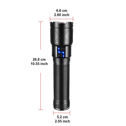 2025 New Ultra Bright LED Flashlight USB Rechargeable Zoom Flashlights Long Range 6000M Tactical Torch Camping Fishing Work Lamp