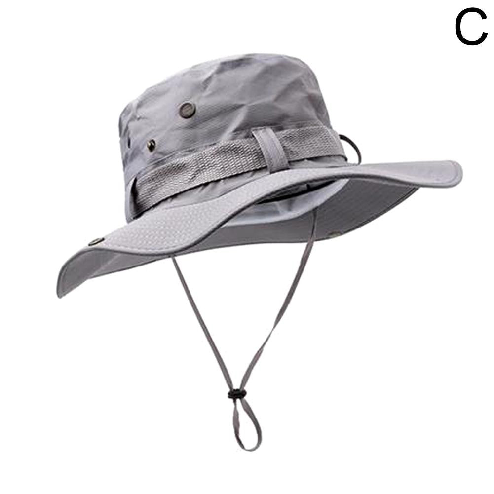 Summer Men Bucket Hat Outdoor UV Protection Wide Brim Panama Safari Hunting Hiking Mesh Fisherman Hat Beach Sunscreen Cap