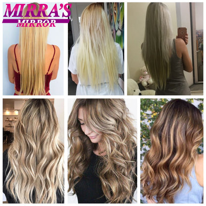 16 Presilhas em Extensões de Cabelo 60cm de Comprimento Liso Sintético Loiro Preto Peças de Cabelo Resistente ao Calor Cabelo Falso 6 Peças/Conjunto