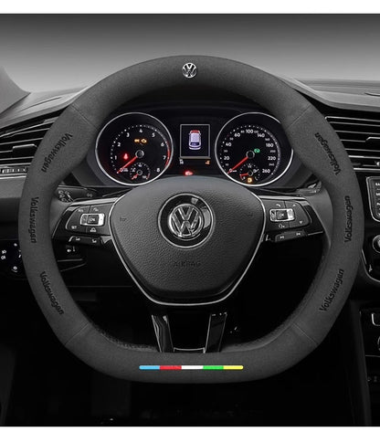 Car Suede Anti-Slip Steering Wheel Cover For Volkswagen Passat Golf 5 GTI Beetle Tiguan Touareg Polo T-ROC T-Cross Magotan Jeeta