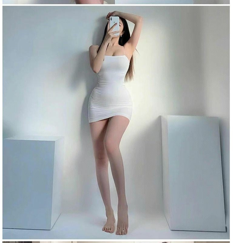 Elegant Solid Sling Sleeveless Type A Sheath Mini Short Dresses Summer New Sexy