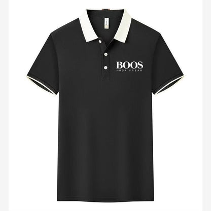Men's New Embroidered Business Casual Short Sleeved Polo Shirt, Fashionable Short Sleeved Comfortable Breathable Top