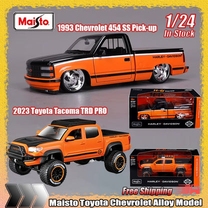 Novo Em Estoque Maisto 1:24 Toyota Tacoma Harley Davidson Chevrolet Camaro Zl1 Liga Fundida Modelo de Carro Miniatura Simulação Brinquedo