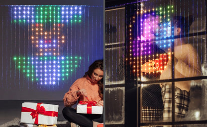 Led Smart Curtain Lights New year's garland App RGB Fairy Lights DIY Music Change Display for Window Christmas Room Decoration