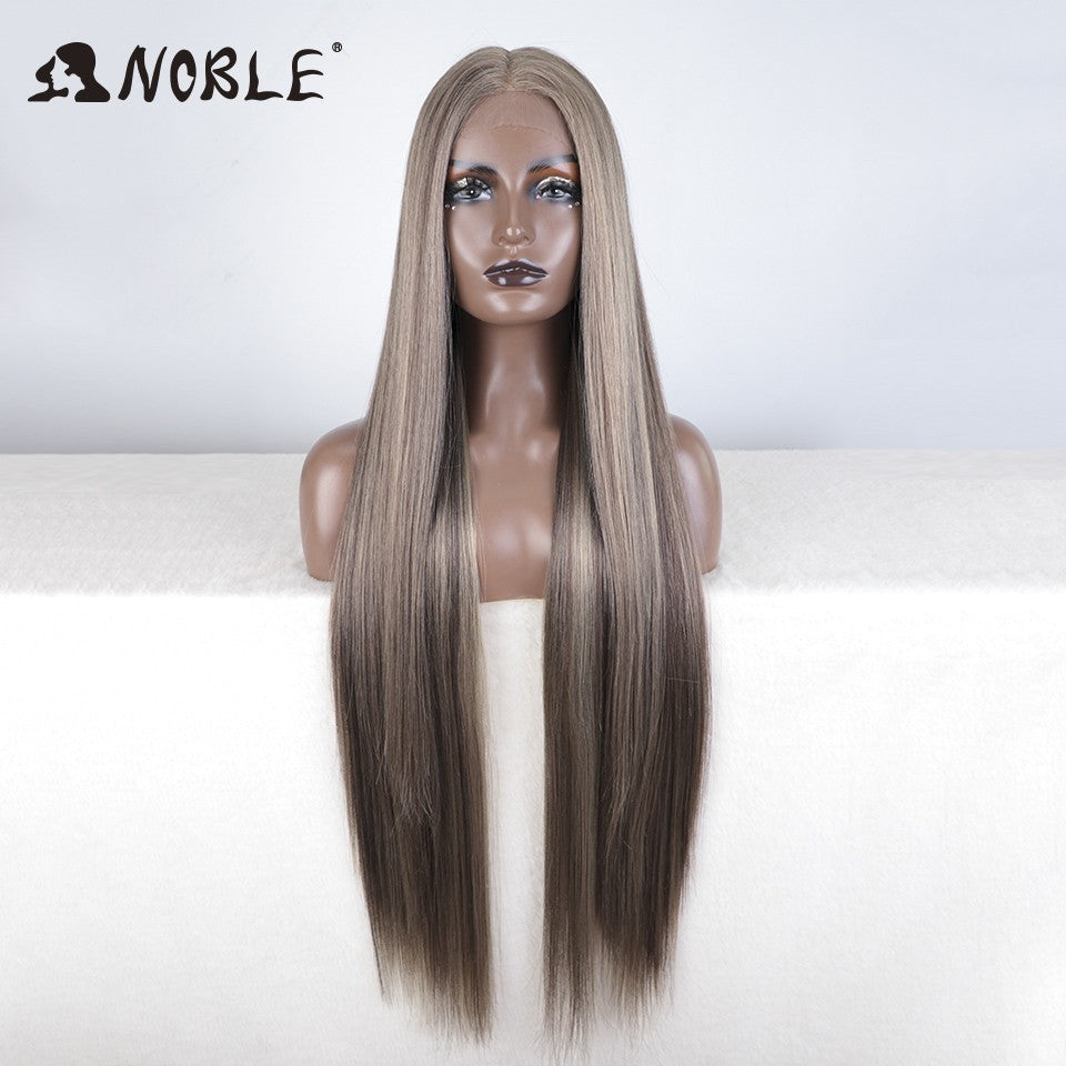Perucas Noble Cosplay Para Mulheres Negras Perucas Sintéticas Lisas de Renda de 38 Polegadas Peruca Loira Ombre de Renda Peruca Sintética Loira de Renda Cosplay