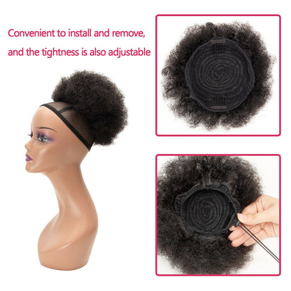 Coques de cabelo afro encaracolado crespo chignon de cabelo humano rabo de cavalo afro encaracolado com cordão rabo de cavalo crespo cabelo humano Remy para mulheres negras