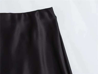 Women 2025 Satin Black Skirt Women High Waist Long Skirts for Women Summer White
