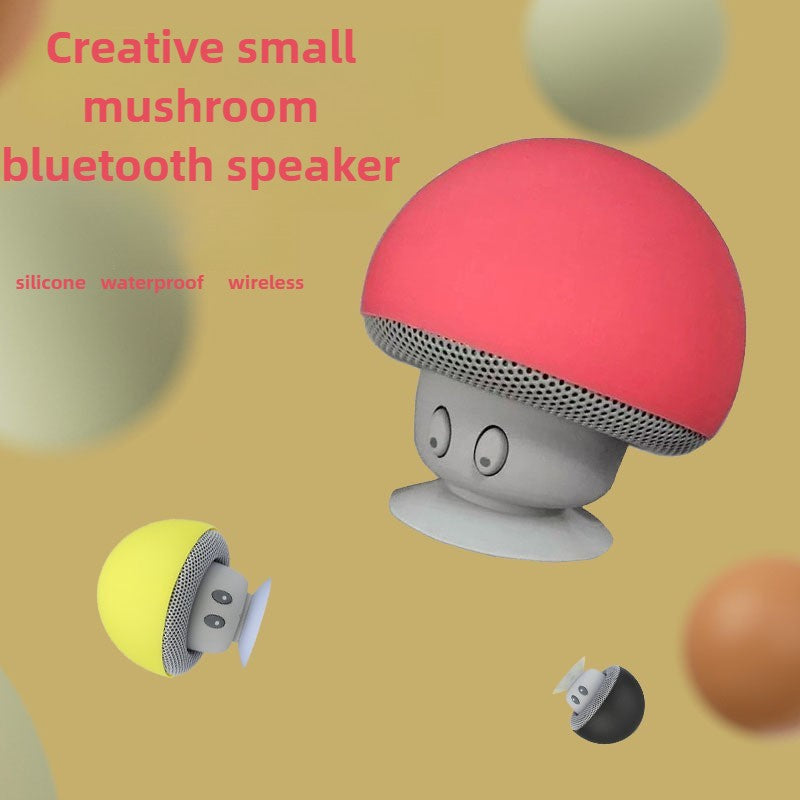 Mini Bluetooth Speakers Cute Mushroom Design Portable Wireless Sound Box For PC Suction Cup Phone Holder Walkman for Girls Pink