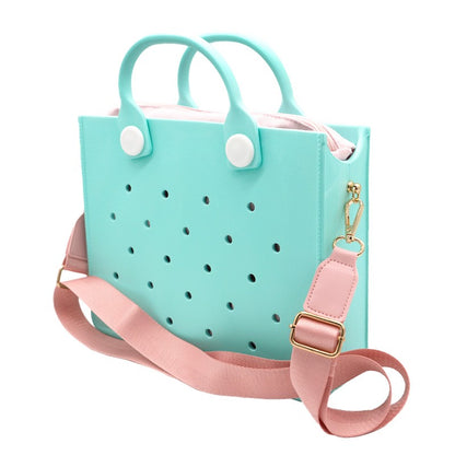 The orange guy Purple Women Fashion New EVA Punched Handbag Casual Waterproof Travel Tote Bag Fit Charms Outdoor Beach Bags