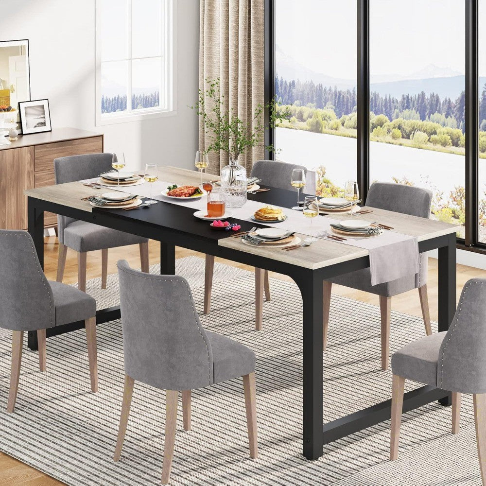 71"x31.5" Dining Table, Industrial Kitchen Table for 6-8 Person, Rectangular Dinner Table for Dining Room Kitchen Living Room,