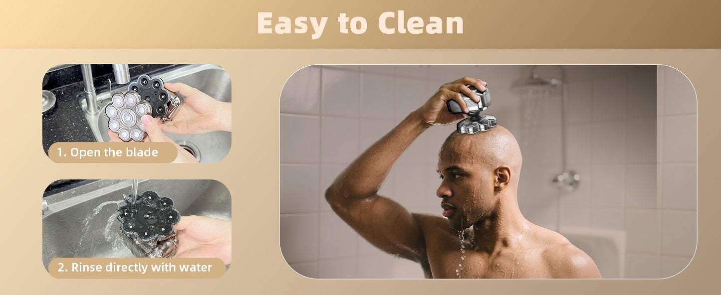 9D Head Shavers for Bald Men 5 in 1 Detachable Head Razor IPX7 Waterproof Wet Dry Rechargeable Electric Shavers for Men