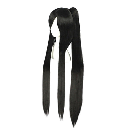 HAIRJOY Perucas sintéticas de cosplay de cabelo longo rabo de cavalo preto roxo vermelho cinza de fibra de alta temperatura