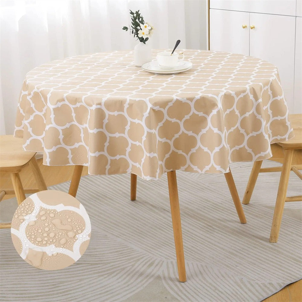 Homaxy Waterproof Tablecloth Heat-Resistant Round PVC Table Cloth For Wedding Kitchen Dining Desk Moroccan Table Coat Wash Cover