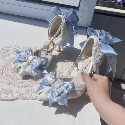 Elegant Woman's Heeled Shoes, Blue Matching Bag and Shoes, Y2K High Heels, Elegant Women's Shoes, 2000S Heels, Wedding Shoes, Lolita Heel