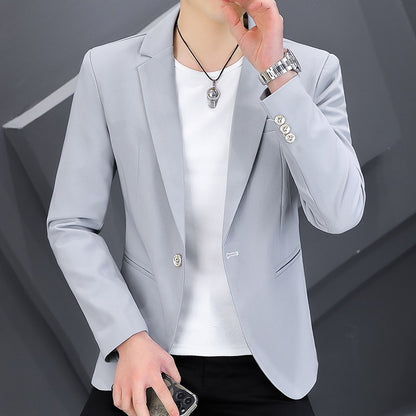 High-quality, fashionable, stylish, versatile and trendy business casual suit men's solid color fitted top