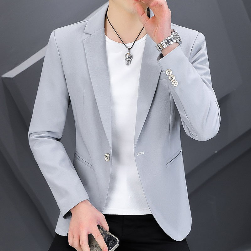High-quality, fashionable, stylish, versatile and trendy business casual suit men's solid color fitted top