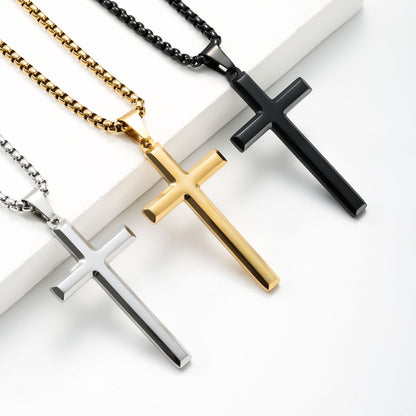Colar Masculino Minimalista Aço Inoxidável Cruz de Jesus para Homem