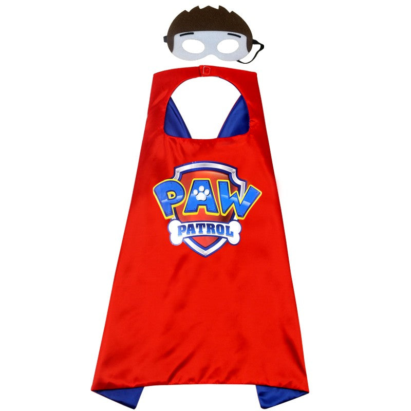 Anime Dog Patrol Kids Cosplay Costume Cape with Eye Mask Halloween Marshall Chase Skye Zuma Rubble Rocky Children's Dress-Up