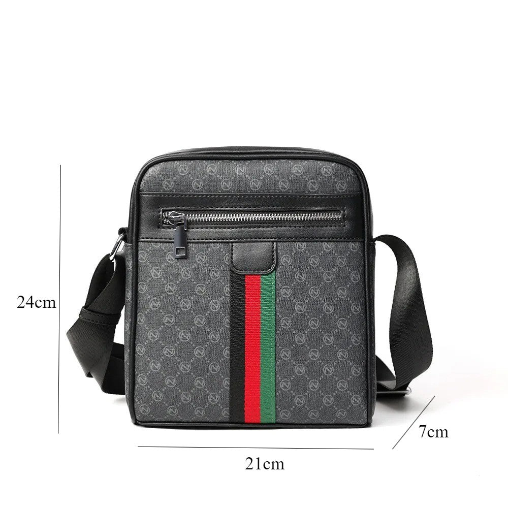 Luxury Design Men's Crossbody Bags Fashion Plaid Letter Printed Crossbody Bag Men Square Shoulder Bag Male Sling Messenger Bag