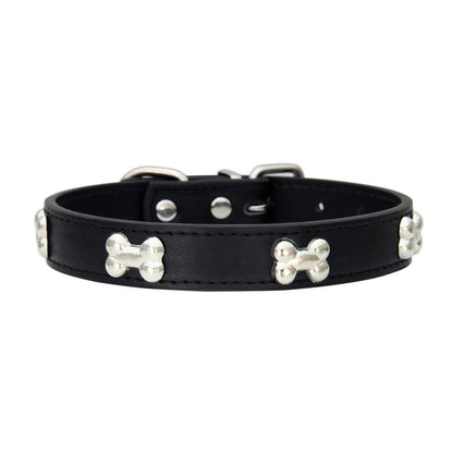 Novas coleiras de couro duráveis para cães, coleiras para filhotes de pug para cães pequenos e grandes, coleira de pescoço GXQ13