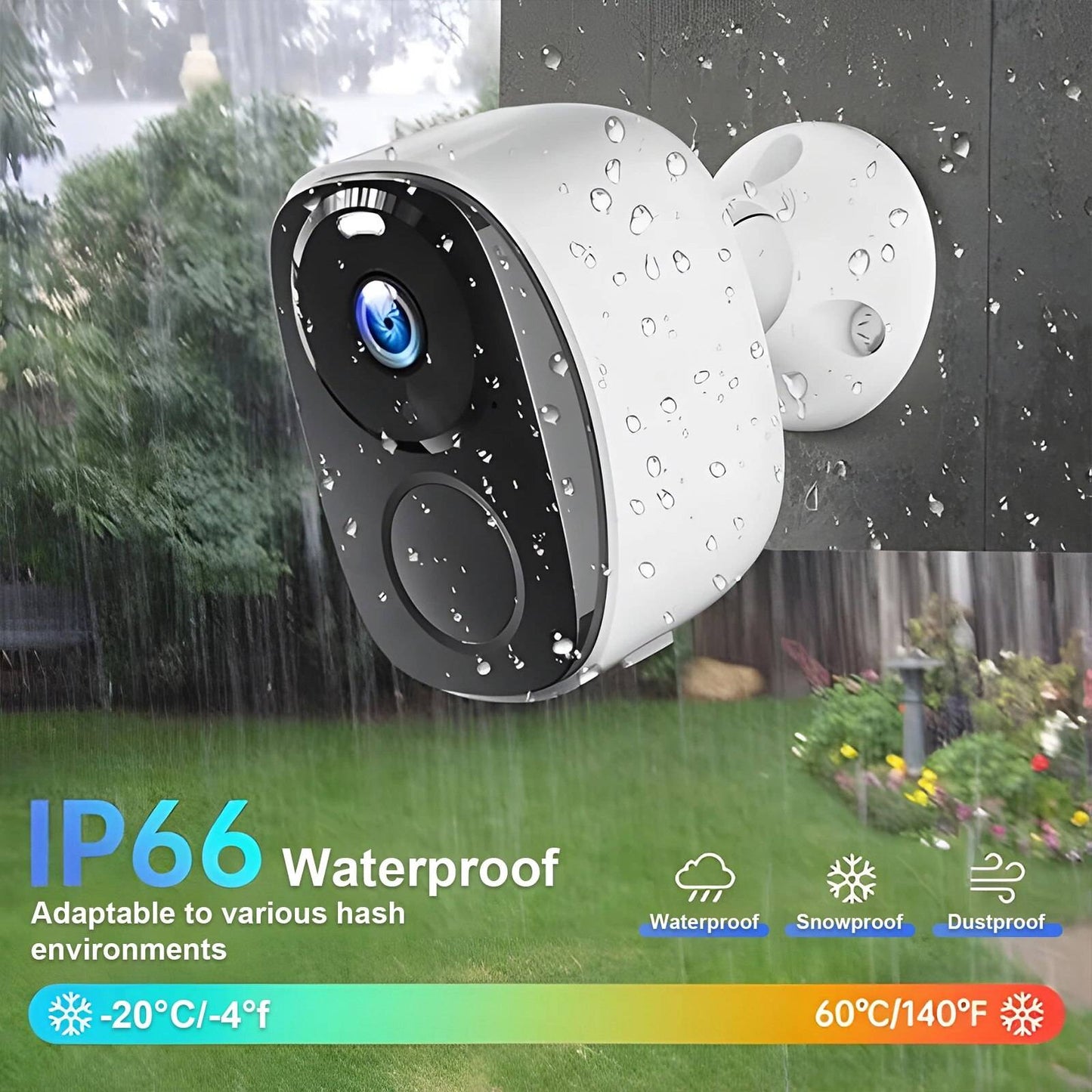 Câmera de vigilância WIFI 3MP Proteção de segurança Câmera IP externa Gravador de vídeo com visão noturna Smart Home Alimentado por bateria