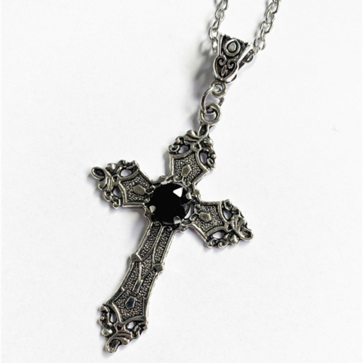 Colares com Pingente Grande de Cruz Punk Cristal para Mulheres Homens Gótico Corrente Clavicular Cruz Irregular Coleção Outono/Inverno Joias