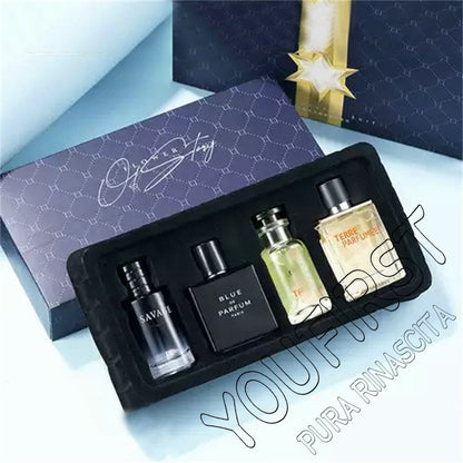 Perfume Masculino de Luxo Kit 4 Peças 100ml com Colônia Perfumes Homme Caixa de Presente Perfumes Masculinos Spray com Aroma Natural Floral Frutado