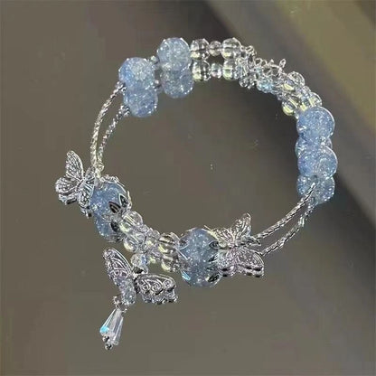 Nova pulseira de cristal com contas simples para mulheres meninas coreanas ins flor raposa pena borla pulseiras melhores amigas joias presentes 2024