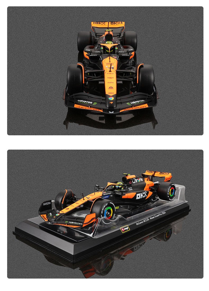 2025 Nova Chegada Bburago 1:24 MCL38 Mônaco MCL38 Mclaren 4# Lando Norris 81# Oscar Piastri Liga Modelo de Carro em Miniatura Fundido Brinquedo