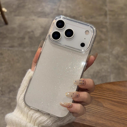 Capa de Telefone Transparente com Glitter Bling de Luxo para iPhone 17 Pro Max 16 15 14 13 12 11 XS X XR 7 8 16 Plus 16E 17 Air