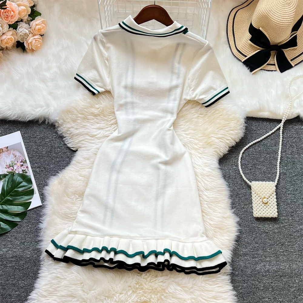 YuooMuoo Brand Fashion Women Knitted Mini Dress Ins Hot Sexy Package Hips Ruffle