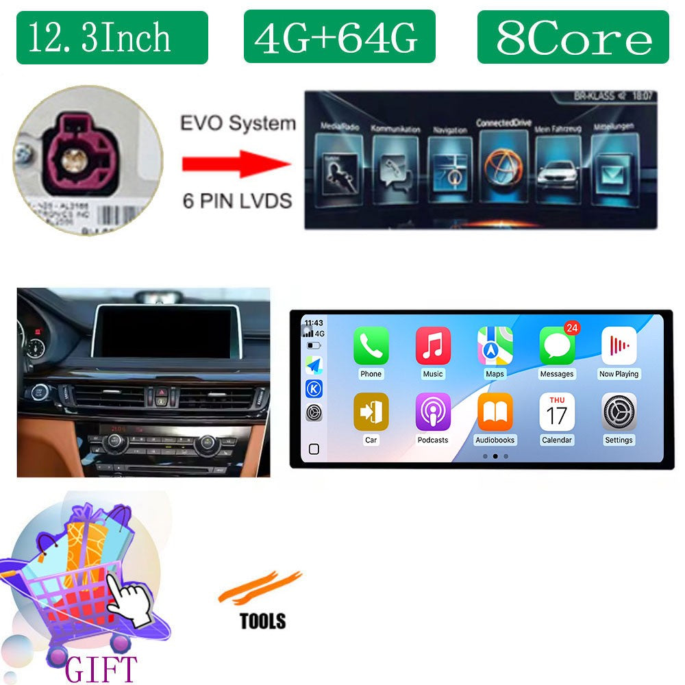 Para BMW X5 F15 X6 F16 2014 - 2018 Sistema NBT/EVO Rádio Automotivo Multimídia Player Android 14 GPS Navegação 4G BT Carplay Auto Ferramentas