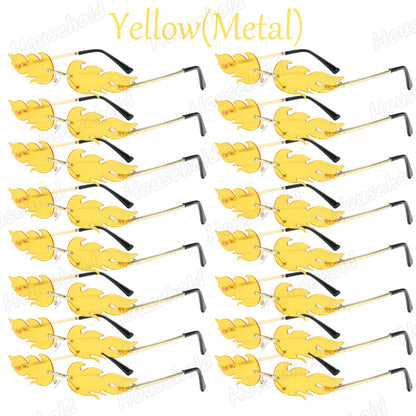 Fun Party Sunglasses Fire Flame Sunglasses Rimless Fire Sunglasses Halloween Candy Color Glasses for Christmas Favors