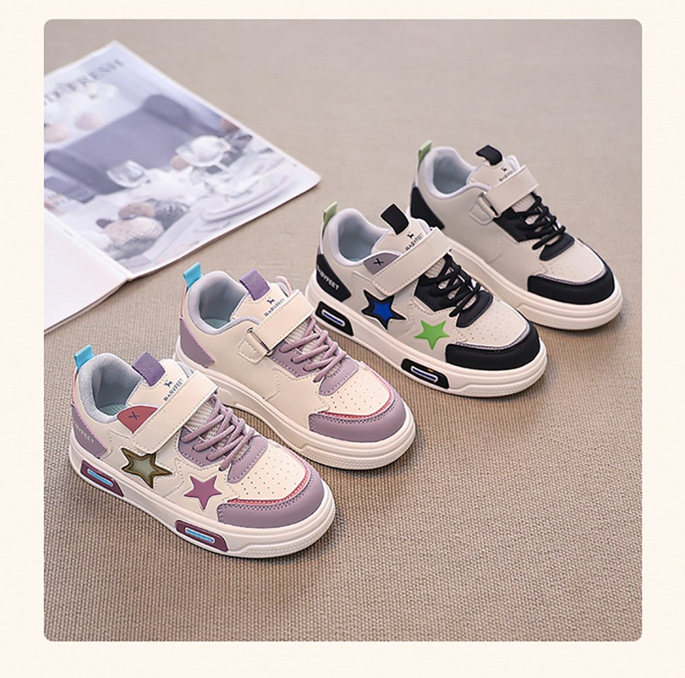 PU Leather Sport Shoes For Children 2025 Trend Fashion Teenager Girl's Sneakers Anti-slippery Kid's Tennis Shoes Running Shoes