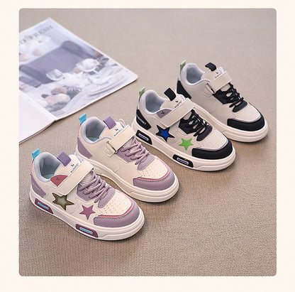 PU Leather Sport Shoes For Children 2025 Trend Fashion Teenager Girl's Sneakers Anti-slippery Kid's Tennis Shoes Running Shoes