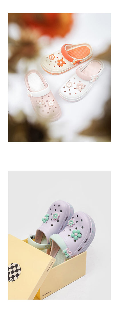 Women's Cute Platform Garden Clogs, Solid Color Closed Toe Non-slip Sandals, Indoor & Outdoor Slides