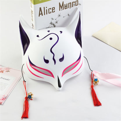 New Fashion Anime Fox Mask Hand-Painted Half Face Cat Mask With Tassels Bell Halloween Masquerade Party Festival Cosplay Gift