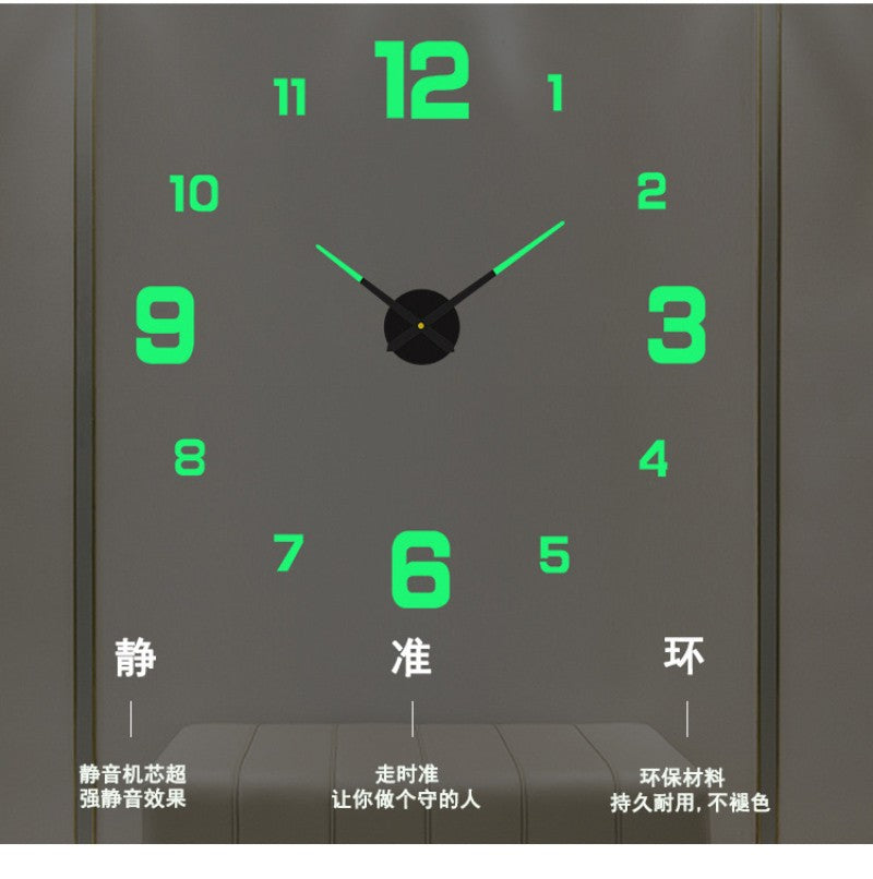 3D Luminous Wall Clock Frameless Acrylic DIY Digital Clock Wall Stickers Mute Clock for Living Room Bedroom Office Wall Decor
