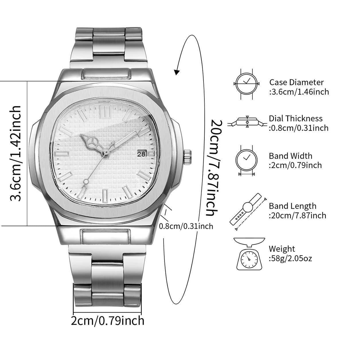 Luxury Square Men Business Watches Calendar Mens Quartz Watch Clock Gift Reloj Hombre?Without Box?