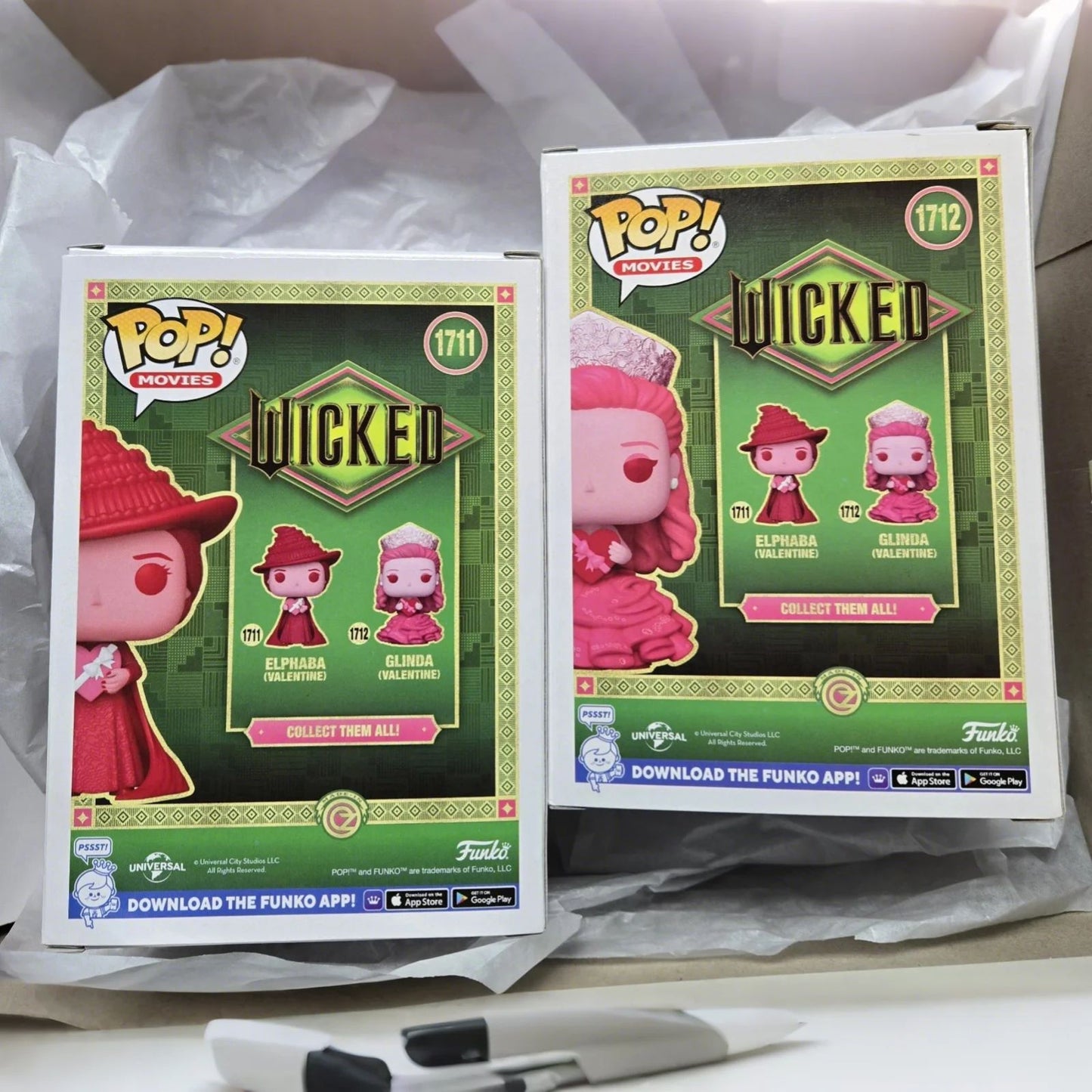 Funko Pop Wicked Boneca Elphaba Glinda Valentine #1711 1712 11,8 cm de altura Bonecas Colecionáveis Edição Limitada Modelo Brinquedo Presente