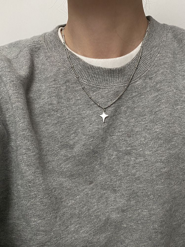 Colar Gargantilha Simples da Moda com Pingente de Estrela Vazada Acessórios de Joias para o Pescoço Colar de Corrente para Festa da Moda Masculina Feminina