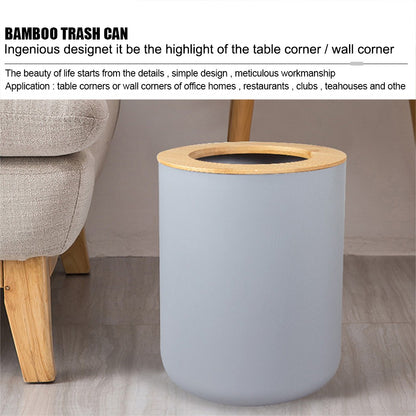 6 peças/conjunto caixa dispensadora de sabonete escova sanitária garrafa de loção lata de lixo bambu plástico conjunto de armazenamento de banheiro suporte para escova de dentes e copo