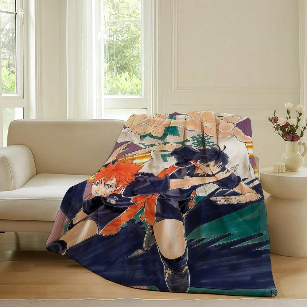 Volleyball Anime H-Haikyu!! Blanket For Sofa Office Bed Plane Travel Sleep Read Relax Camping Soft And Warm