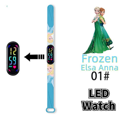 Disney Frozen Digital Kids' Watches Anime Figures LED Luminous Watch Touch Waterproof Electronic Sports Watch Kids Birthday Gift