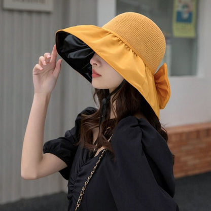 Summer Women Bucket Hat Anti-UV Sun Hats Soft Portable Wide Brim Outdoor Beach Hat Panama Cap With Storage Bag