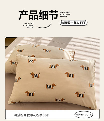 Cute Dog Printed Duvet Covet Set Brown Color Comforter Cover with Pillowcase for Kids Single/Queen/King housse de couette Full