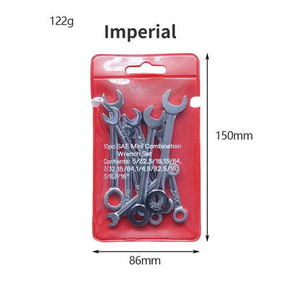 Conjunto de 10 Mini Chaves de Boca, Ferramenta Manual Chaveiro, Chaves Antiexplosão de Bolso Tipo Britânico/Métrico