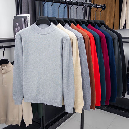 Half Turtleneck Knitwear Sweater New Autumn/Winter Mock Neck Sweatshirts Solid Color Pullovers Man Brand Casual Mens Clothing