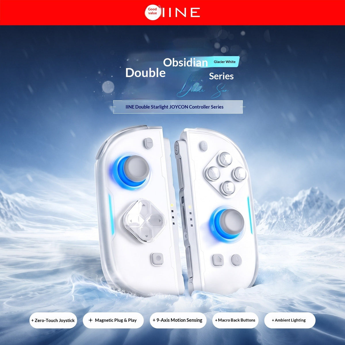 IINE Twin Lumina Wireless Joy-Con for Switch2 Bluetooth One-Tap Wake Up Console Micro Switch Buttons Hall Joystick Gamepad Gifts