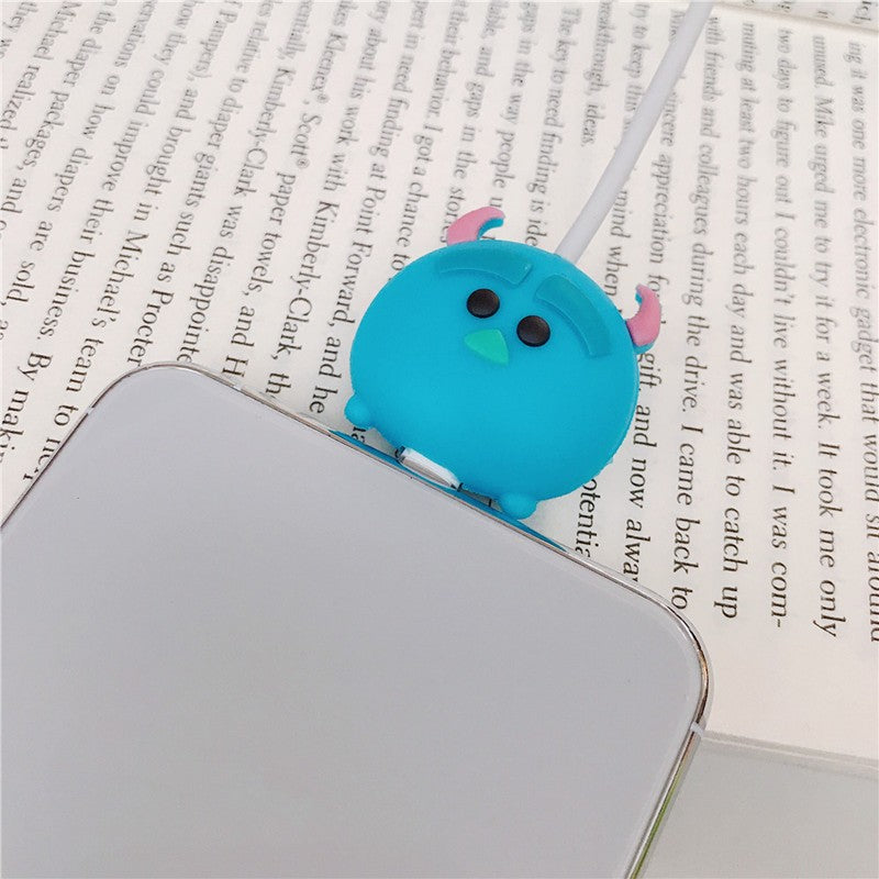 Disney Anime Mickey Mouse Charger Cable Protector Kawaii Stitch Minnie Usb Data LineHead Protection Cover Gifts